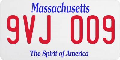 MA license plate 9VJ009