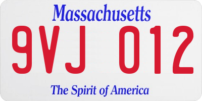 MA license plate 9VJ012