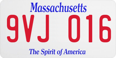 MA license plate 9VJ016
