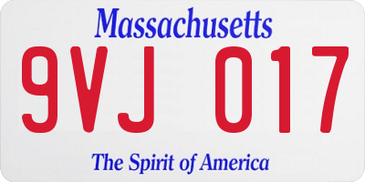 MA license plate 9VJ017