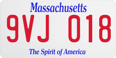 MA license plate 9VJ018