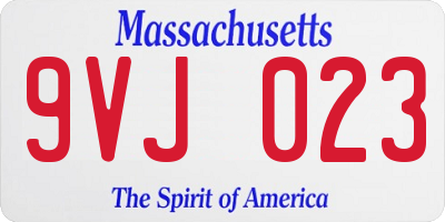 MA license plate 9VJ023