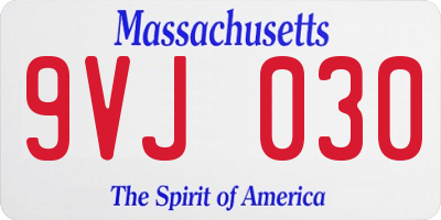 MA license plate 9VJ030