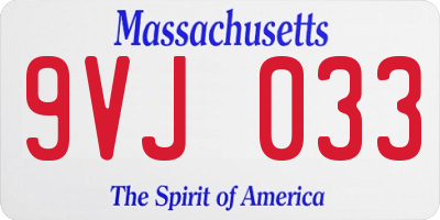 MA license plate 9VJ033