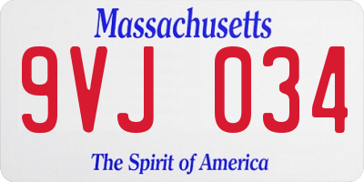 MA license plate 9VJ034