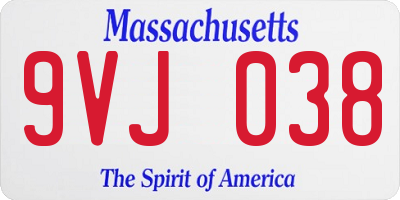 MA license plate 9VJ038