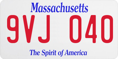 MA license plate 9VJ040