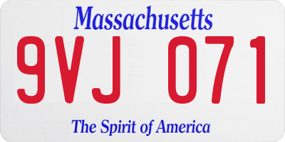 MA license plate 9VJ071