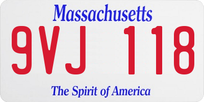 MA license plate 9VJ118