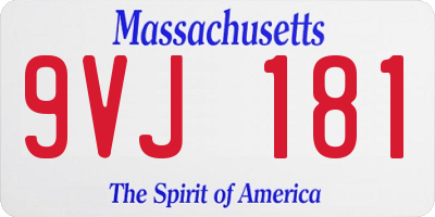 MA license plate 9VJ181