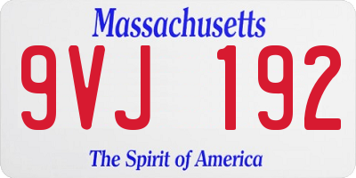 MA license plate 9VJ192