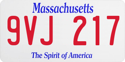 MA license plate 9VJ217