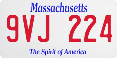 MA license plate 9VJ224
