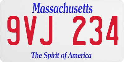 MA license plate 9VJ234