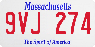 MA license plate 9VJ274