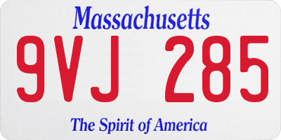 MA license plate 9VJ285