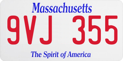 MA license plate 9VJ355