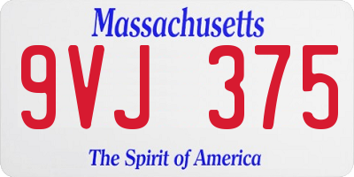 MA license plate 9VJ375