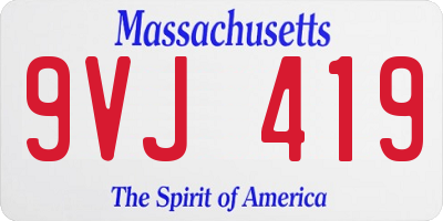 MA license plate 9VJ419