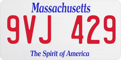 MA license plate 9VJ429