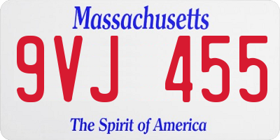MA license plate 9VJ455