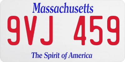MA license plate 9VJ459