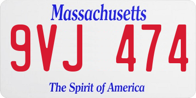 MA license plate 9VJ474