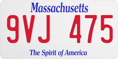 MA license plate 9VJ475