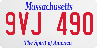 MA license plate 9VJ490