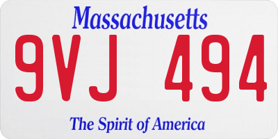 MA license plate 9VJ494