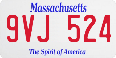 MA license plate 9VJ524