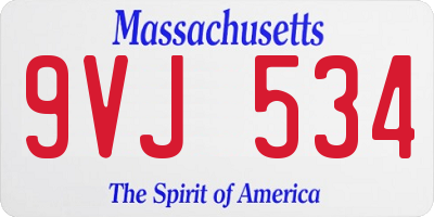 MA license plate 9VJ534