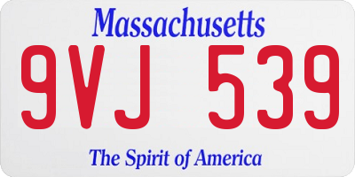 MA license plate 9VJ539