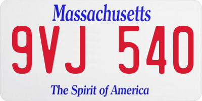MA license plate 9VJ540