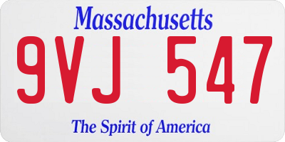 MA license plate 9VJ547