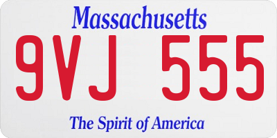 MA license plate 9VJ555