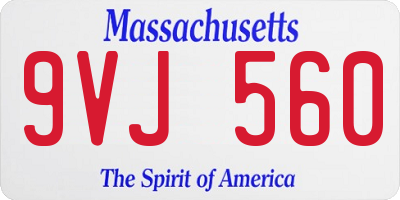 MA license plate 9VJ560