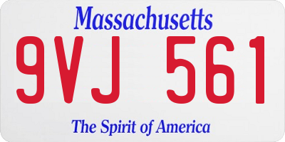 MA license plate 9VJ561
