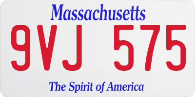 MA license plate 9VJ575