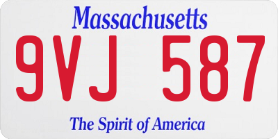 MA license plate 9VJ587