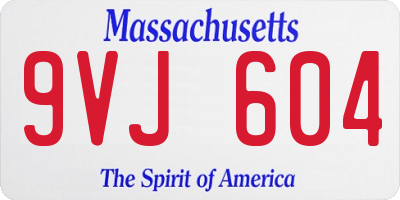 MA license plate 9VJ604