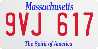 MA license plate 9VJ617