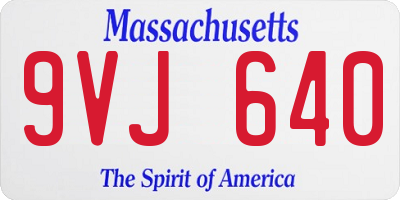 MA license plate 9VJ640