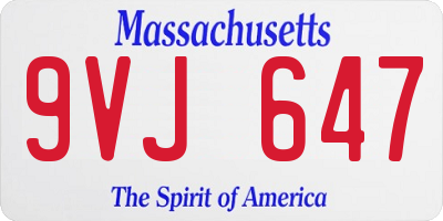 MA license plate 9VJ647