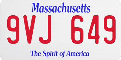 MA license plate 9VJ649