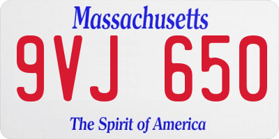 MA license plate 9VJ650