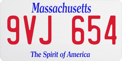 MA license plate 9VJ654