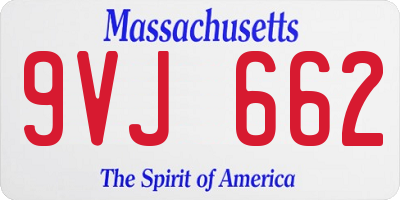 MA license plate 9VJ662