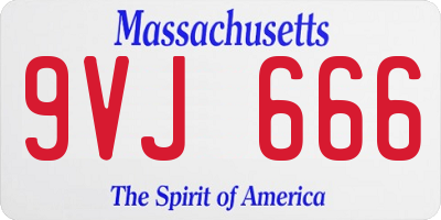 MA license plate 9VJ666