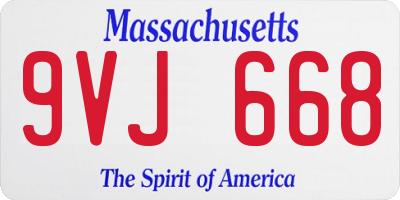 MA license plate 9VJ668